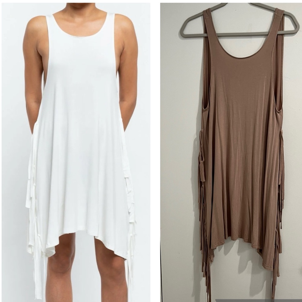 POL Tan Fringe Tunic Top Sz. S